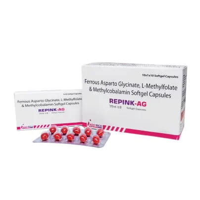 FERROUS ASPARTO-GLYCINATE 100MG , L-METHYIFOIATE CALCIUM 300 MCG, MECOBALAMIN 500 MCG (SOFT GELATIN) (REPINK-AG)